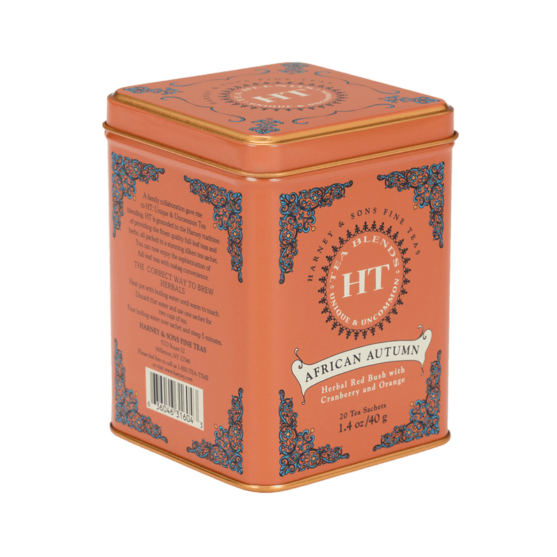 Ht Tea Red African Autumn HT Gift Tin with 20 Herbal Tea Pyramid Sachets